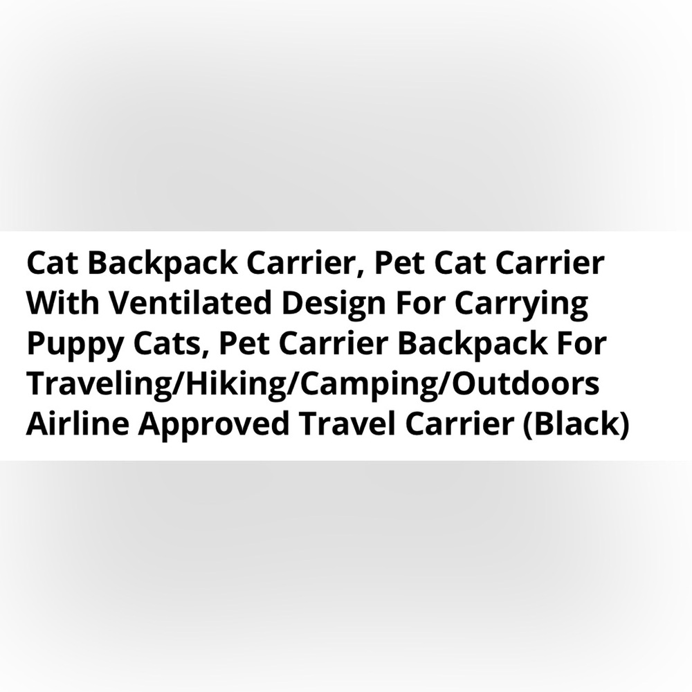 Black Pet Carrier Backpack
